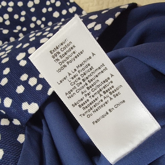 Talbots Navy Polka Dot Skirt Size 8 Front Buttons Cotton Blend - Picture 12 of 15